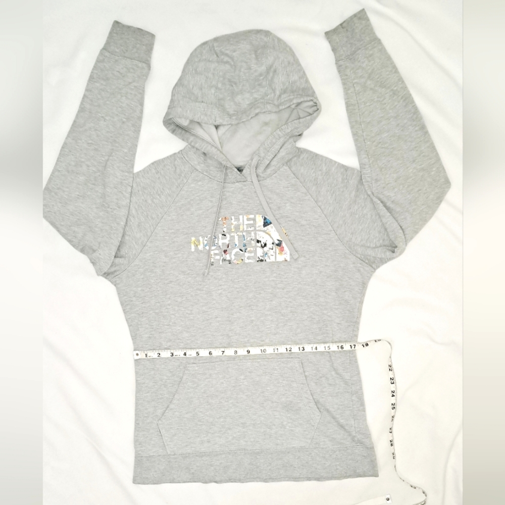 The North Face Womens Grey Hoodie Printed Pullover Kangaroo Pockets Logo L - Picture 7 of 15